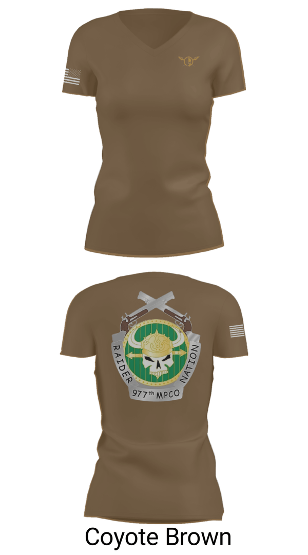 Womens Short Sleeve Vneck Shirt, 977 MP CO, Army, Teamtime, Team time, sublimation, custom sports apparel, team uniforms, spirit wear, spiritwear, sports uniforms, custom shirts, team store, custom team store, fundraiser sports, apparel fundraiser