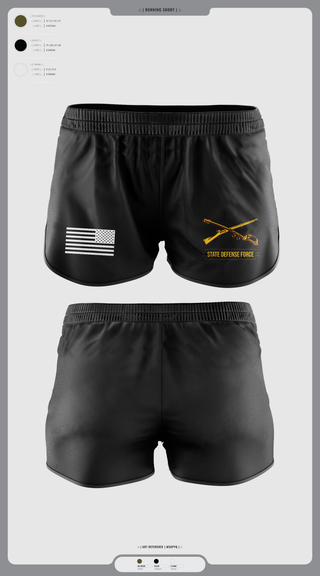Womens Shorts, State Defense Force, Army, Teamtime, Team time, sublimation, custom sports apparel, team uniforms, spirit wear, spiritwear, sports uniforms, custom shirts, team store, custom team store, fundraiser sports, apparel fundraiser