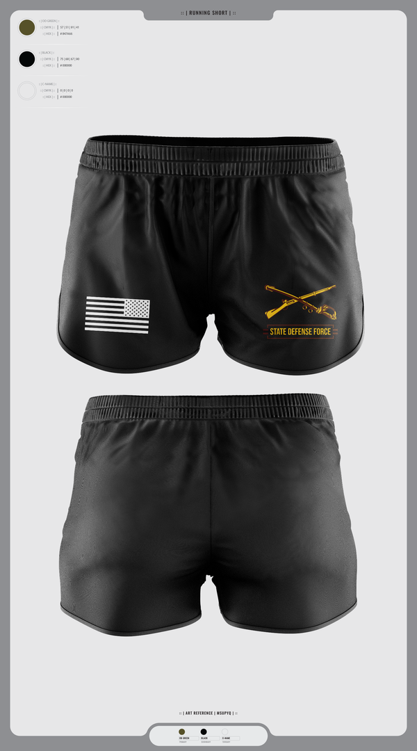 Womens Shorts, State Defense Force, Army, Teamtime, Team time, sublimation, custom sports apparel, team uniforms, spirit wear, spiritwear, sports uniforms, custom shirts, team store, custom team store, fundraiser sports, apparel fundraiser