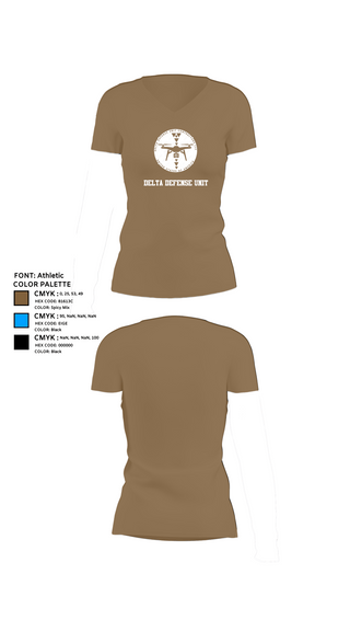 Womens Short Sleeve Vneck Shirt, Delta Defense Unit, Police, Teamtime, Team time, sublimation, custom sports apparel, team uniforms, spirit wear, spiritwear, sports uniforms, custom shirts, team store, custom team store, fundraiser sports, apparel fundraiser