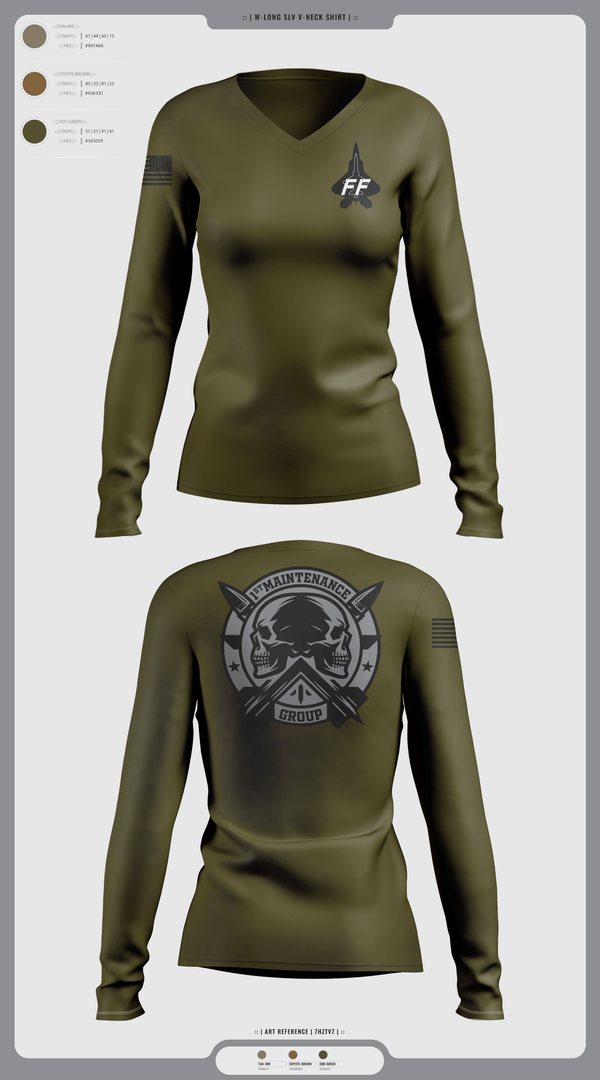 Womens Long Sleeve Vneck Shirt, 1 mxg, Air Force, Teamtime, Team time, sublimation, custom sports apparel, team uniforms, spirit wear, spiritwear, sports uniforms, custom shirts, team store, custom team store, fundraiser sports, apparel fundraiser