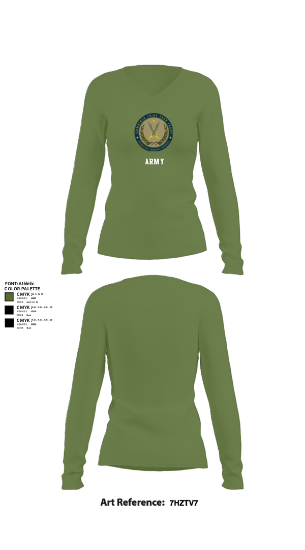 Women's Long Sleeve Vneck Shirt, 3-10 GSAB, Army, Teamtime, Team time, sublimation, custom sports apparel, team uniforms, spirit wear, spiritwear, sports uniforms, custom shirts, team store, custom team store, fundraiser sports, apparel fundraiser