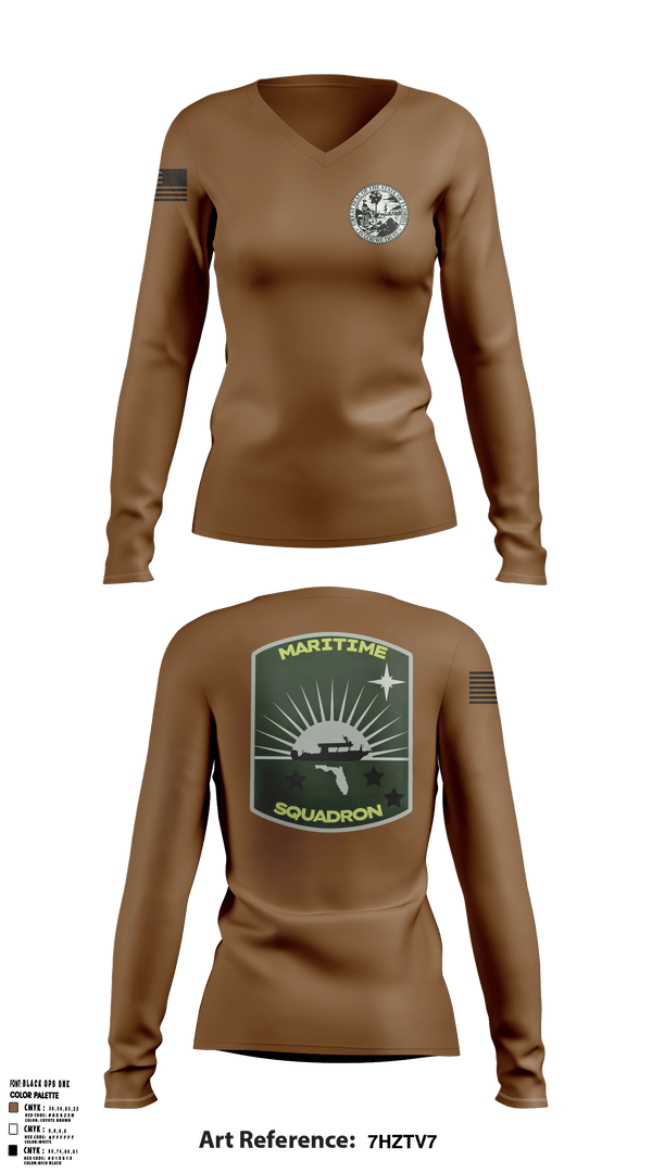 Womens Long Sleeve Vneck Shirt, Maritime Response Unit, National Guard, Teamtime, Team time, sublimation, custom sports apparel, team uniforms, spirit wear, spiritwear, sports uniforms, custom shirts, team store, custom team store, fundraiser sports, apparel fundraiser