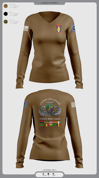 Womens Long Sleeve Vneck Shirt, 478th CA BN (A), Army, Teamtime, Team time, sublimation, custom sports apparel, team uniforms, spirit wear, spiritwear, sports uniforms, custom shirts, team store, custom team store, fundraiser sports, apparel fundraiser