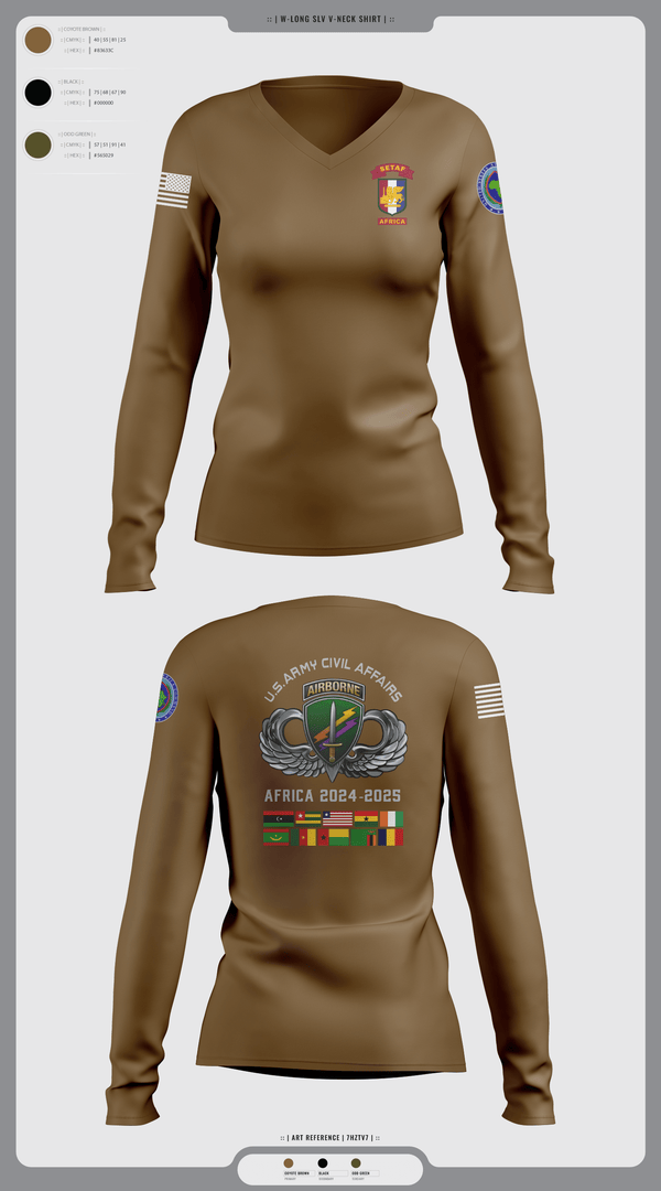 Womens Long Sleeve Vneck Shirt, 478th CA BN (A), Army, Teamtime, Team time, sublimation, custom sports apparel, team uniforms, spirit wear, spiritwear, sports uniforms, custom shirts, team store, custom team store, fundraiser sports, apparel fundraiser