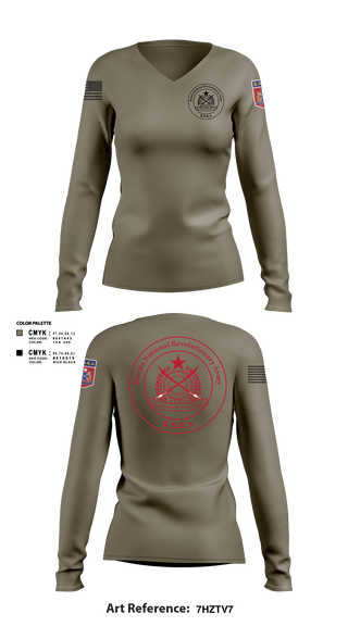 Women's Long Sleeve Vneck Shirt, B.N.R.A, Army, Teamtime, Team time, sublimation, custom sports apparel, team uniforms, spirit wear, spiritwear, sports uniforms, custom shirts, team store, custom team store, fundraiser sports, apparel fundraiser