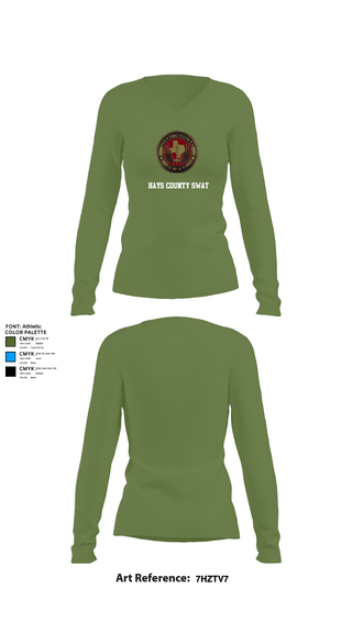 Womens Long Sleeve Vneck Shirt, Hays County SWAT, Police, Teamtime, Team time, sublimation, custom sports apparel, team uniforms, spirit wear, spiritwear, sports uniforms, custom shirts, team store, custom team store, fundraiser sports, apparel fundraiser