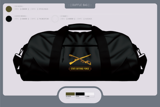 Duffle Bag, State Defense Force, Army, Teamtime, Team time, sublimation, custom sports apparel, team uniforms, spirit wear, spiritwear, sports uniforms, custom shirts, team store, custom team store, fundraiser sports, apparel fundraiser