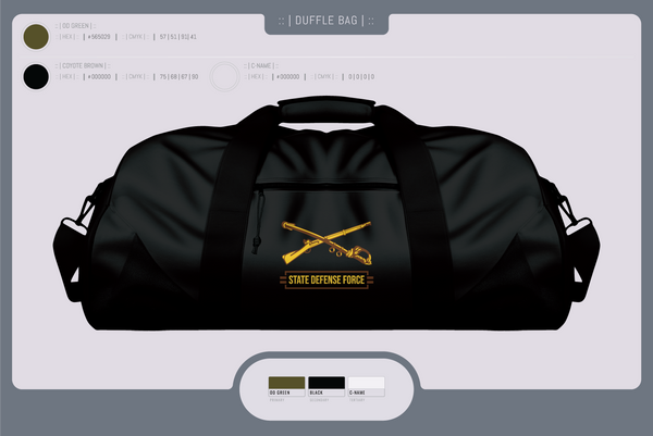 Duffle Bag, State Defense Force, Army, Teamtime, Team time, sublimation, custom sports apparel, team uniforms, spirit wear, spiritwear, sports uniforms, custom shirts, team store, custom team store, fundraiser sports, apparel fundraiser