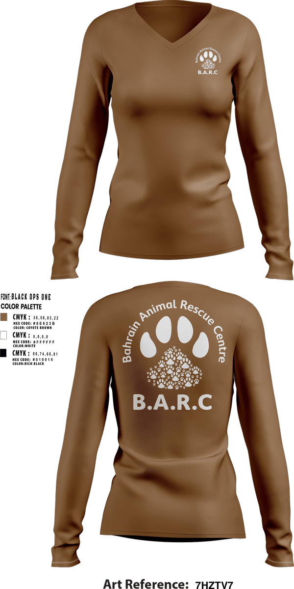 Women's Long Sleeve Vneck Shirt, Bahrain Animal Rescue Center, , Teamtime, Team time, sublimation, custom sports apparel, team uniforms, spirit wear, spiritwear, sports uniforms, custom shirts, team store, custom team store, fundraiser sports, apparel fundraiser