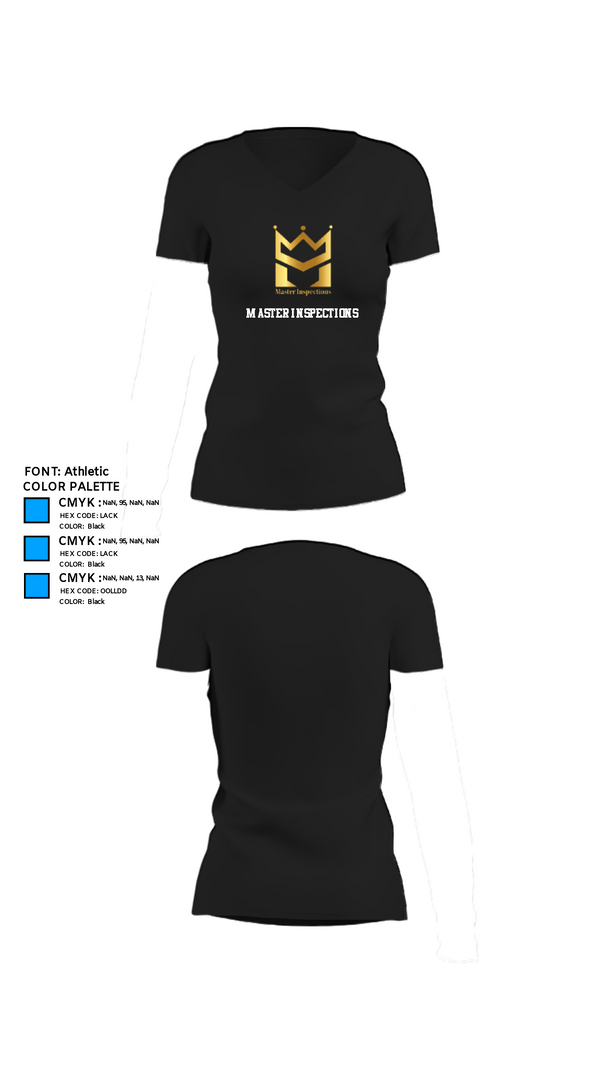 Womens Short Sleeve Vneck Shirt, Master Inspections, , Teamtime, Team time, sublimation, custom sports apparel, team uniforms, spirit wear, spiritwear, sports uniforms, custom shirts, team store, custom team store, fundraiser sports, apparel fundraiser