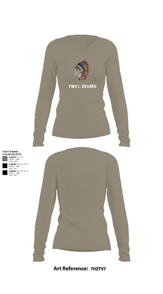 Womens Long Sleeve Vneck Shirt, FMS 1, OKARNG, , Teamtime, Team time, sublimation, custom sports apparel, team uniforms, spirit wear, spiritwear, sports uniforms, custom shirts, team store, custom team store, fundraiser sports, apparel fundraiser