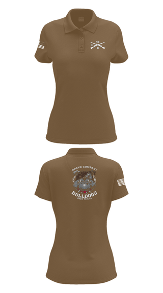 Women's Short Sleeve Performance Polo, B/3-34 Bulldogs, Army, Teamtime, Team time, sublimation, custom sports apparel, team uniforms, spirit wear, spiritwear, sports uniforms, custom shirts, team store, custom team store, fundraiser sports, apparel fundraiser
