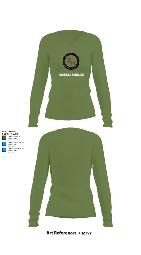 Women's Long Sleeve Vneck Shirt, Seminole Battalion, Army, Teamtime, Team time, sublimation, custom sports apparel, team uniforms, spirit wear, spiritwear, sports uniforms, custom shirts, team store, custom team store, fundraiser sports, apparel fundraiser