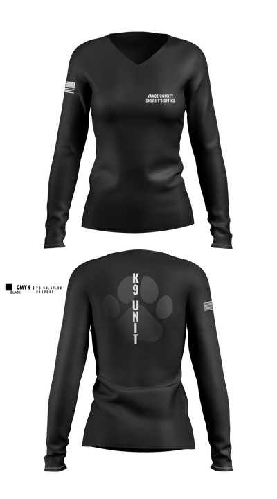 Vance County Sheriff's Office  K9 Unit 48237740 Women's Long Sleeve V-neck Shirt - 4
