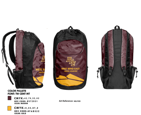 Gear Bag, West Bend East High School Cross Country, Cross Country, Teamtime, Team time, sublimation, custom sports apparel, team uniforms, spirit wear, spiritwear, sports uniforms, custom shirts, team store, custom team store, fundraiser sports, apparel fundraiser