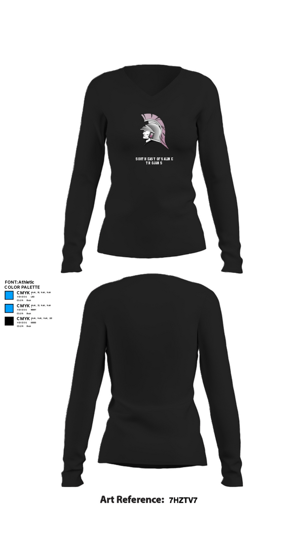 Women's Long Sleeve Vneck Shirt, Southeast of Saline Trojans, Cross Country, Teamtime, Team time, sublimation, custom sports apparel, team uniforms, spirit wear, spiritwear, sports uniforms, custom shirts, team store, custom team store, fundraiser sports, apparel fundraiser