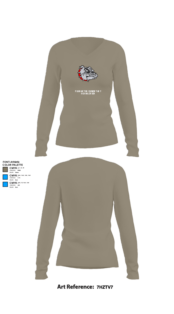 Womens Long Sleeve Vneck Shirt, Pleasanton Elementary School Cheer, Cheer, Teamtime, Team time, sublimation, custom sports apparel, team uniforms, spirit wear, spiritwear, sports uniforms, custom shirts, team store, custom team store, fundraiser sports, apparel fundraiser