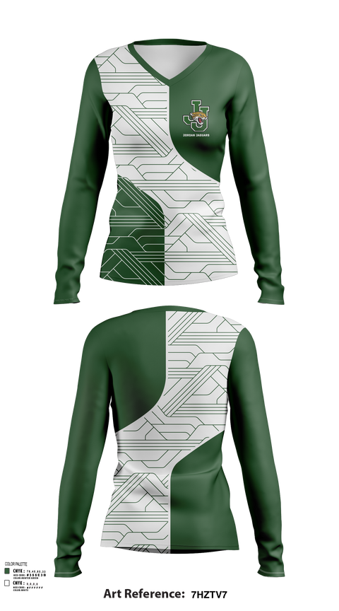 Womens Long Sleeve Vneck Shirt, Jordan Jaguars, Spirit Store, Teamtime, Team time, sublimation, custom sports apparel, team uniforms, spirit wear, spiritwear, sports uniforms, custom shirts, team store, custom team store, fundraiser sports, apparel fundraiser