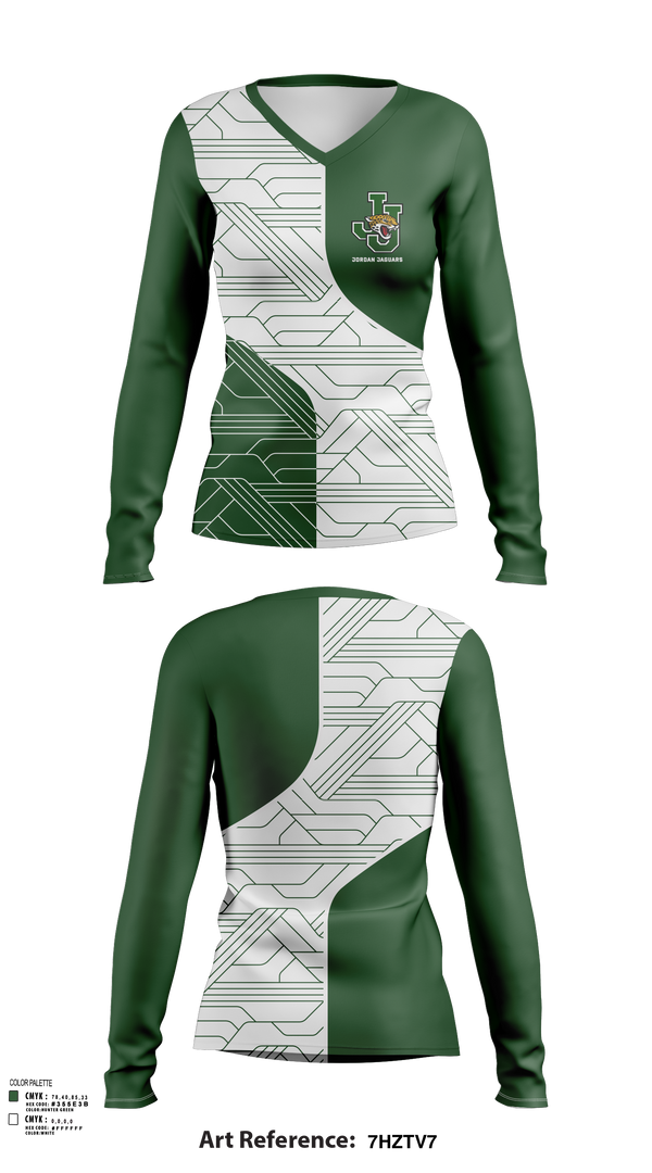 Womens Long Sleeve Vneck Shirt, Jordan Jaguars, Spirit Store, Teamtime, Team time, sublimation, custom sports apparel, team uniforms, spirit wear, spiritwear, sports uniforms, custom shirts, team store, custom team store, fundraiser sports, apparel fundraiser