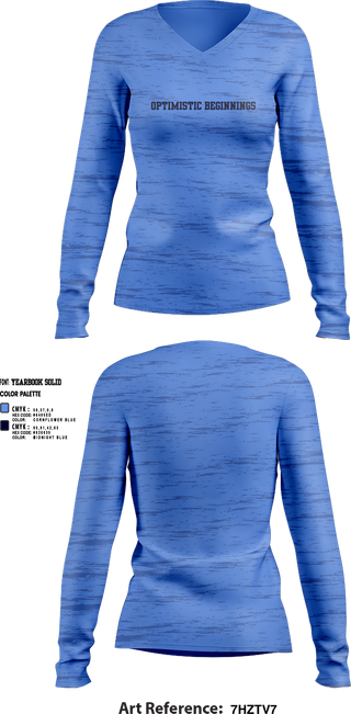 Womens Long Sleeve Vneck Shirt 1, Optimistic beginnings, , Teamtime, Team time, sublimation, custom sports apparel, team uniforms, spirit wear, spiritwear, sports uniforms, custom shirts, team store, custom team store, fundraiser sports, apparel fundraiser