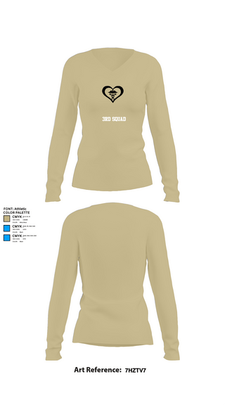 Womens Long Sleeve Vneck Shirt, 3rd squad, Army, Teamtime, Team time, sublimation, custom sports apparel, team uniforms, spirit wear, spiritwear, sports uniforms, custom shirts, team store, custom team store, fundraiser sports, apparel fundraiser
