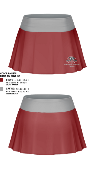 Skort, Virginia Union University Cheer, Cheer, Teamtime, Team time, sublimation, custom sports apparel, team uniforms, spirit wear, spiritwear, sports uniforms, custom shirts, team store, custom team store, fundraiser sports, apparel fundraiser