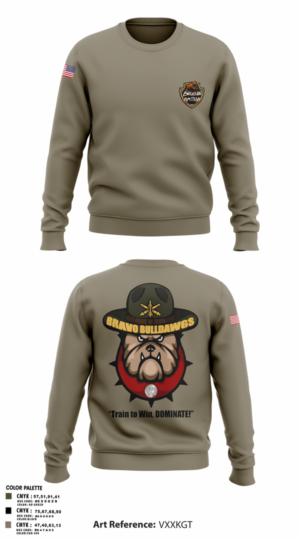 Crew Neck Sweatshirt, Bravo Bulldawgs 3-6 ADARBulldawgs Battery, Army, Teamtime, Team time, sublimation, custom sports apparel, team uniforms, spirit wear, spiritwear, sports uniforms, custom shirts, team store, custom team store, fundraiser sports, apparel fundraiser