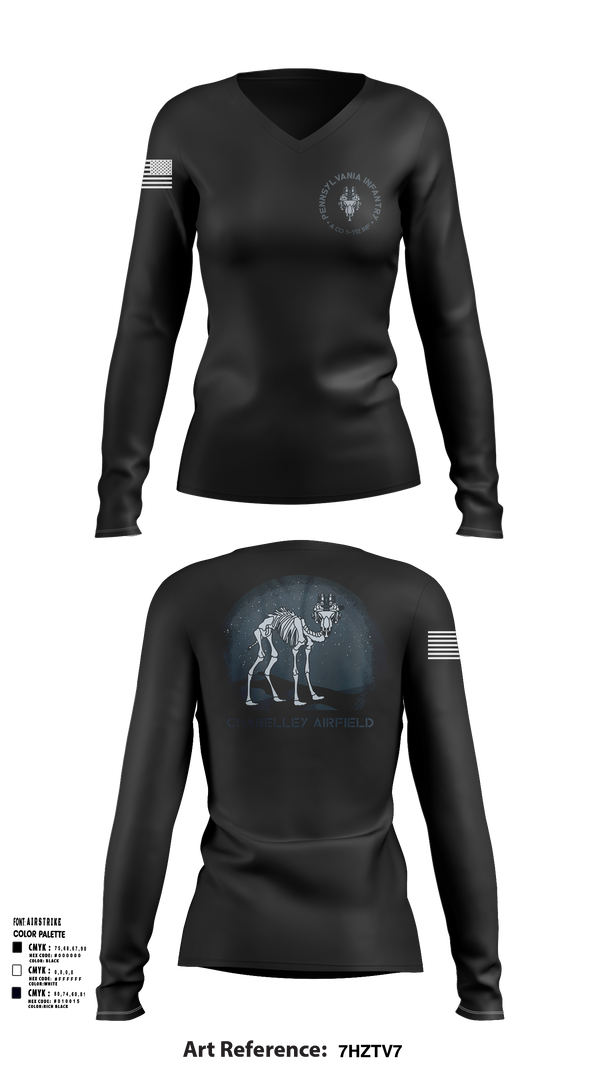 Womens Long Sleeve Vneck Shirt, 1-112 INF Assassins, , Teamtime, Team time, sublimation, custom sports apparel, team uniforms, spirit wear, spiritwear, sports uniforms, custom shirts, team store, custom team store, fundraiser sports, apparel fundraiser