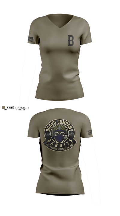 Bravo Company, 1-325 AIR, 2BCT, 82ND ABN DIV Women's Short Sleeve V-neck Shirt - 3