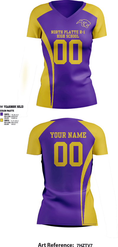 North Platte R-1 High School Volleyball 89959368 Women's Short Sleeve V-neck Shirt - 1