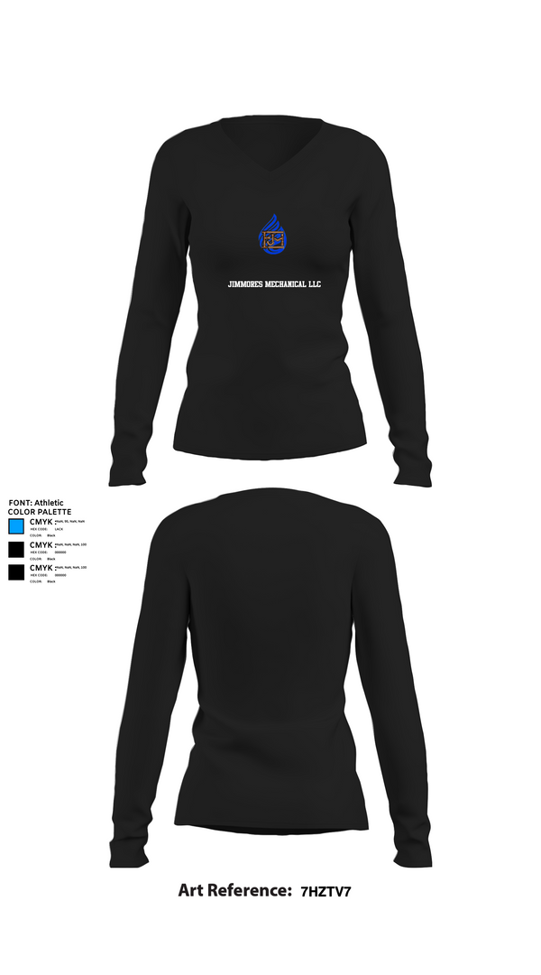 Womens Long Sleeve Vneck Shirt, JIMMORES MECHANICAL LLC, , Teamtime, Team time, sublimation, custom sports apparel, team uniforms, spirit wear, spiritwear, sports uniforms, custom shirts, team store, custom team store, fundraiser sports, apparel fundraiser