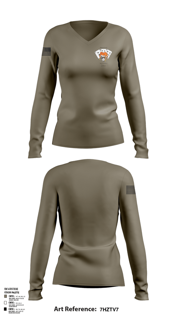 Womens Long Sleeve Vneck Shirt, 397TH SC, Army, Teamtime, Team time, sublimation, custom sports apparel, team uniforms, spirit wear, spiritwear, sports uniforms, custom shirts, team store, custom team store, fundraiser sports, apparel fundraiser