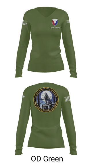 Women's Long Sleeve Vneck Shirt, USAG Fort Hunter Liggett, Army, Teamtime, Team time, sublimation, custom sports apparel, team uniforms, spirit wear, spiritwear, sports uniforms, custom shirts, team store, custom team store, fundraiser sports, apparel fundraiser
