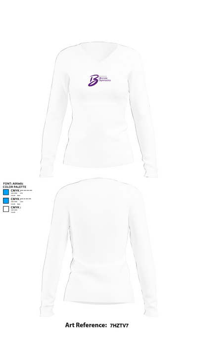 Branson Ultimate Gymnastics 57002260 Women's Long Sleeve V-neck Shirt -1 15