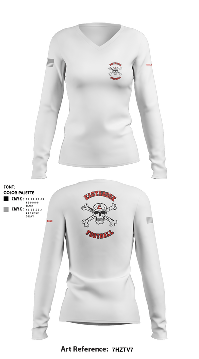 Eastbrook Football 93243823 Women's Long Sleeve V-neck Shirt - 2