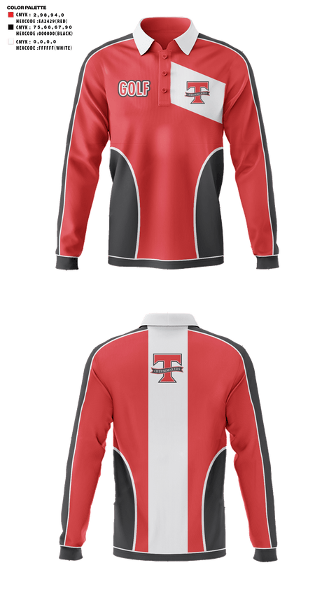 Long Sleeve Performance Polo, Tillamook High School Golf, Golf, Teamtime, Team time, sublimation, custom sports apparel, team uniforms, spirit wear, spiritwear, sports uniforms, custom shirts, team store, custom team store, fundraiser sports, apparel fundraiser