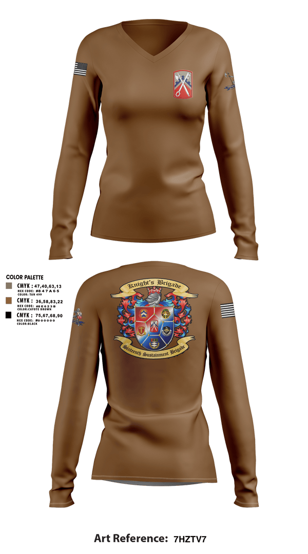 Womens Long Sleeve Vneck Shirt, 16th Sustainment Brigade, Army, Teamtime, Team time, sublimation, custom sports apparel, team uniforms, spirit wear, spiritwear, sports uniforms, custom shirts, team store, custom team store, fundraiser sports, apparel fundraiser