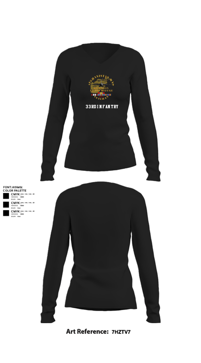 33rd Infantry 79937532 Women's Long Sleeve V-neck Shirt - 22