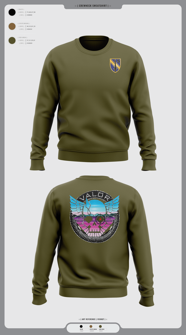 Crew Neck Sweatshirt, VALOR CO. 5BN, 1SFAB, Army, Teamtime, Team time, sublimation, custom sports apparel, team uniforms, spirit wear, spiritwear, sports uniforms, custom shirts, team store, custom team store, fundraiser sports, apparel fundraiser