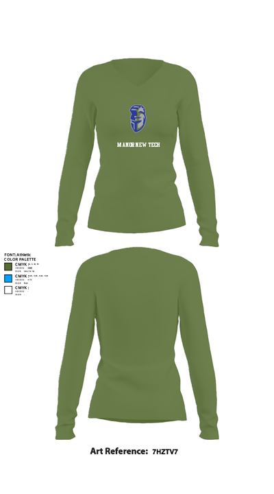 Manor New Tech 27551701 Women's Long Sleeve V-neck Shirt - 13