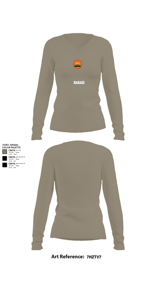 Womens Long Sleeve Vneck Shirt, Barahi, , Teamtime, Team time, sublimation, custom sports apparel, team uniforms, spirit wear, spiritwear, sports uniforms, custom shirts, team store, custom team store, fundraiser sports, apparel fundraiser