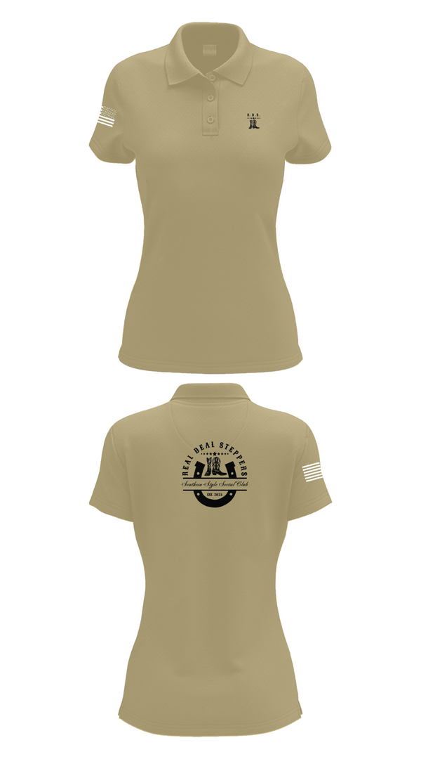 Womens Short Sleeve Performance Polo, Real Deal Steppers, Spirit Store, Teamtime, Team time, sublimation, custom sports apparel, team uniforms, spirit wear, spiritwear, sports uniforms, custom shirts, team store, custom team store, fundraiser sports, apparel fundraiser
