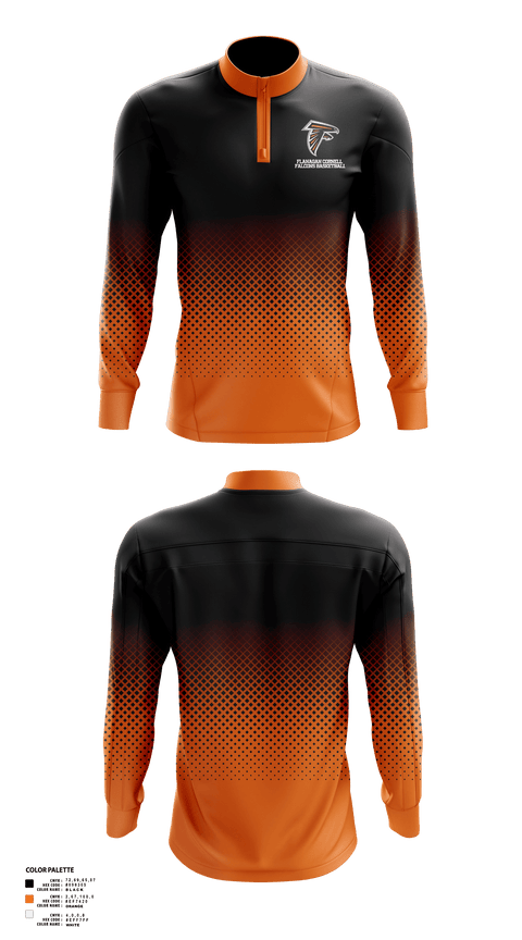 Quarter Zip Jacket, Flanagan Cornell Falcons Basketball, Men's Basketball, Teamtime, Team time, sublimation, custom sports apparel, team uniforms, spirit wear, spiritwear, sports uniforms, custom shirts, team store, custom team store, fundraiser sports, apparel fundraiser