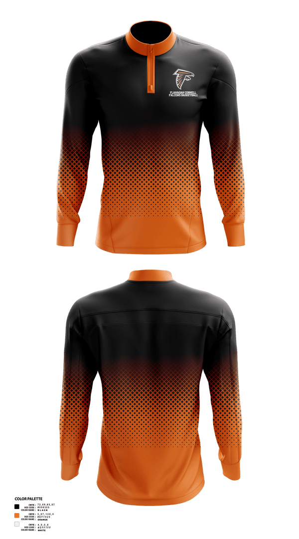 Quarter Zip Jacket, Flanagan Cornell Falcons Basketball, Men's Basketball, Teamtime, Team time, sublimation, custom sports apparel, team uniforms, spirit wear, spiritwear, sports uniforms, custom shirts, team store, custom team store, fundraiser sports, apparel fundraiser