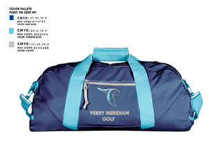 Duffle Bag, Perry Meridian High School Golf, Golf, Teamtime, Team time, sublimation, custom sports apparel, team uniforms, spirit wear, spiritwear, sports uniforms, custom shirts, team store, custom team store, fundraiser sports, apparel fundraiser