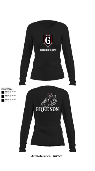 Womens Long Sleeve Vneck Shirt, Greenon Knights, Women's Volleyball, Teamtime, Team time, sublimation, custom sports apparel, team uniforms, spirit wear, spiritwear, sports uniforms, custom shirts, team store, custom team store, fundraiser sports, apparel fundraiser