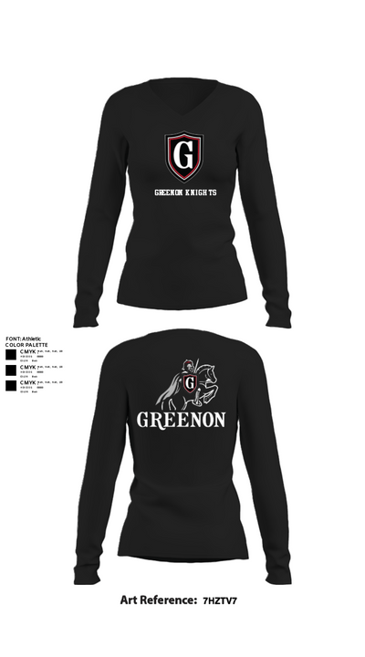 Greenon Knights 17208491 Women's Long Sleeve V-neck Shirt - 34