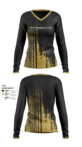 Womens Long Sleeve Vneck Shirt, East Tennessee Valkyrie, , Teamtime, Team time, sublimation, custom sports apparel, team uniforms, spirit wear, spiritwear, sports uniforms, custom shirts, team store, custom team store, fundraiser sports, apparel fundraiser