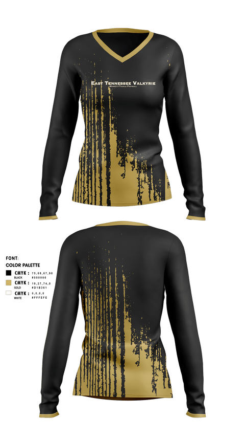 Womens Long Sleeve Vneck Shirt, East Tennessee Valkyrie, , Teamtime, Team time, sublimation, custom sports apparel, team uniforms, spirit wear, spiritwear, sports uniforms, custom shirts, team store, custom team store, fundraiser sports, apparel fundraiser